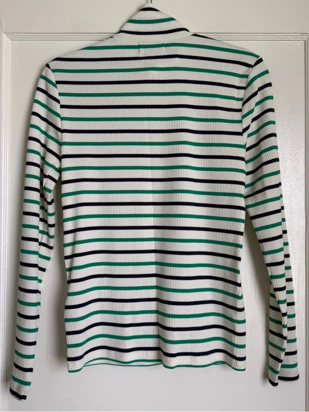 J. CREW Striped Ribbed Turtleneck with Shoulder Buttons size Medium